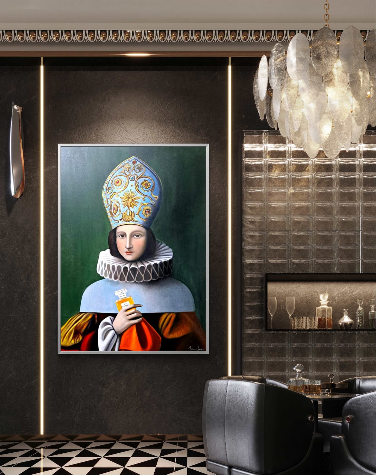 4b1250bb-4a0d-41bf-b12b-769dd62e74da Papessa profumata chanel olio su tela di Antonio Sciacca - immagine 1