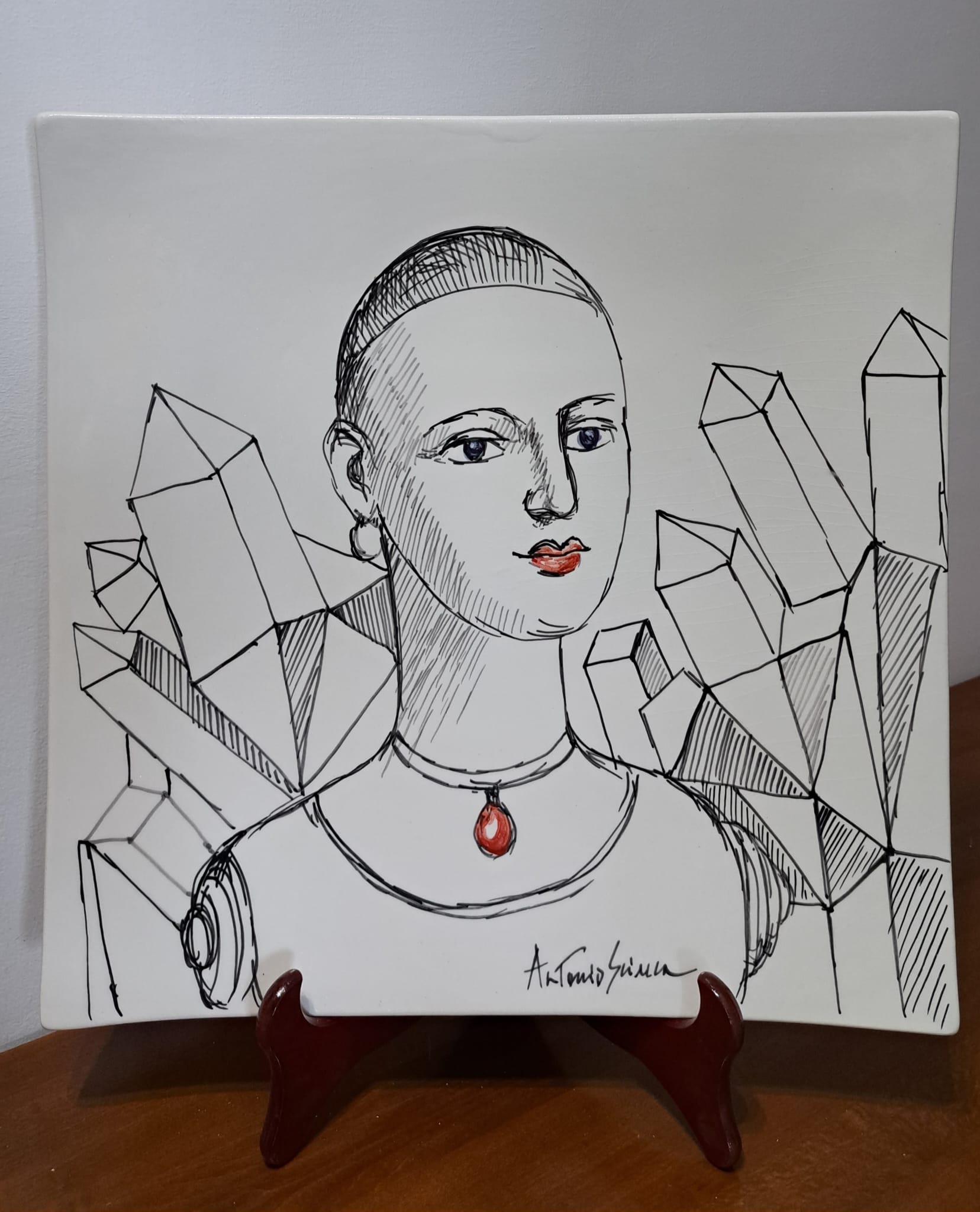 1052c07b-a4f7-4306-b293-a5882f635f9d Piatto in Ceramica di Deruta Madonna Lignea quadrato 46 cm - immagine 1