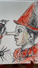 Piatto in Ceramica di Deruta Pinocchio quadrato 46 cm - immagine 8