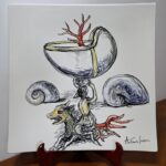 Piatto in Ceramica di Deruta Il Corallo quadrato 46 cm