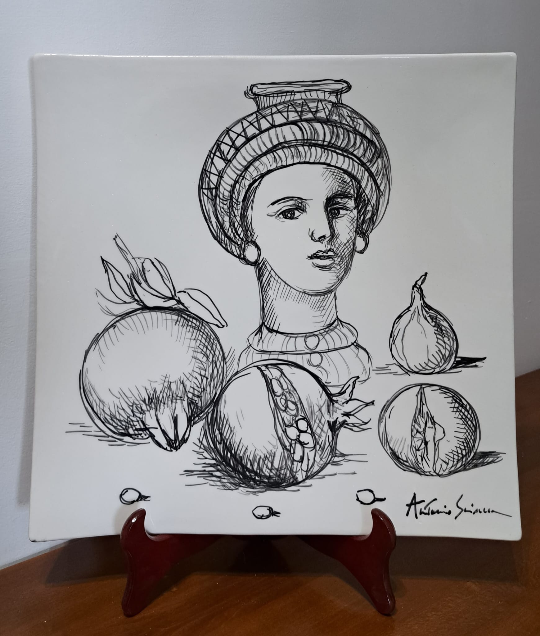 72adca10-a557-4b6e-826c-e1a7ac80cc65 Piatto in Ceramica di Deruta Il Moro quadrato 46 cm - immagine 1