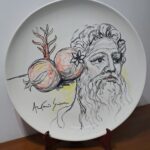 Piatto in Ceramica di Deruta Figura Greca 52 cm