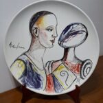 Piatto in Ceramica di Deruta Madonna Lignea e De Chirico 42 cm